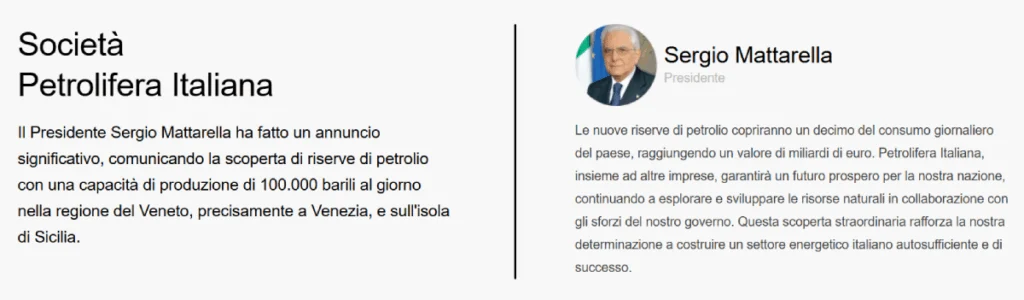 petrolio italiano mattarella